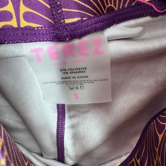 Terez Set Gold Leaf Metallic Purple Leggings Sports Bra Size Small New - Picture 7 of 8